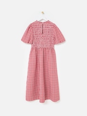 Oliver Bonas Gingham Shirred Bodice Puff Sleeve Midi Dress - Imagem 7 de 7