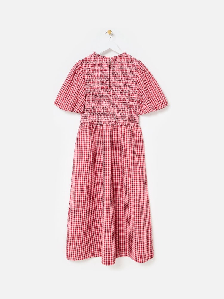 Oliver Bonas Gingham Shirred Bodice Puff Sleeve Midi Dress - Imagem 7 de 7