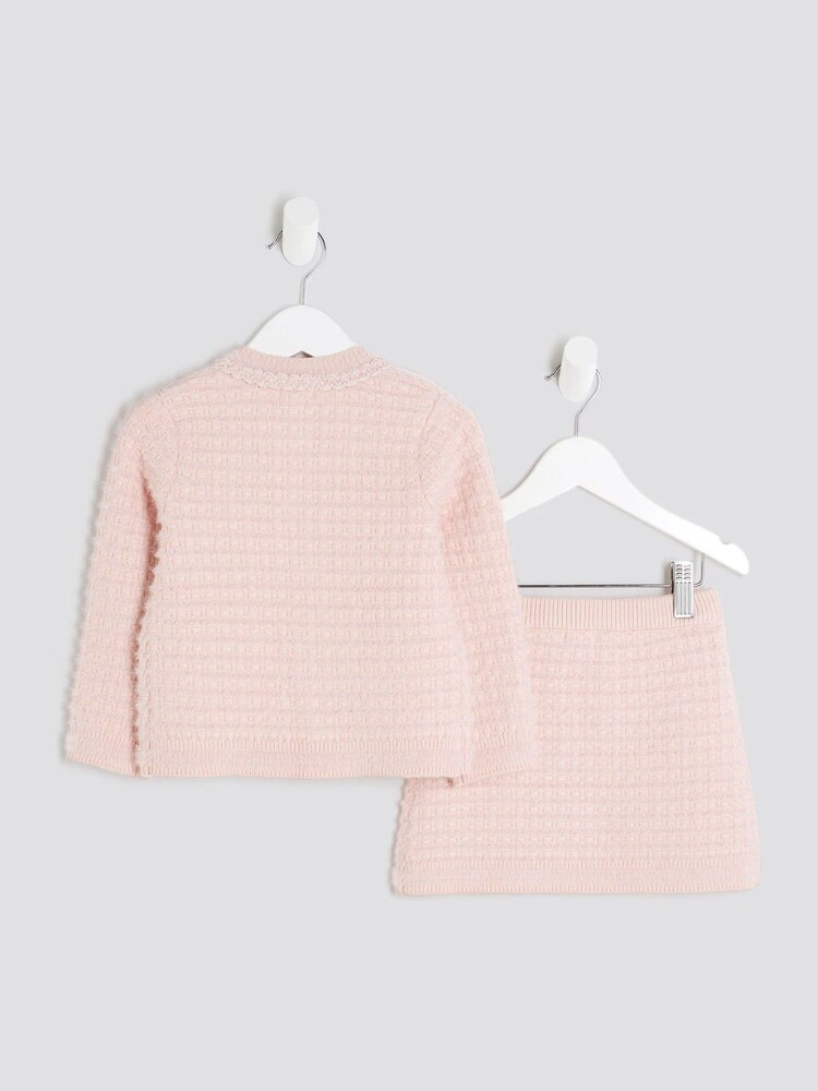River Island Pink Fluff Boucle Cardigan Set - Image 2 of 6