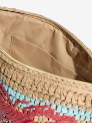 Love & Roses Light Blue Lobster Embroidered Raffia Clutch Bag - Image 6 of 6