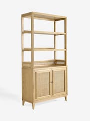 Nina Campbell Oak and Rattan Mason Bookcase Shelving Unit - Image 2 of 4
