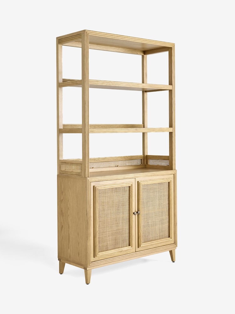Nina Campbell Oak and Rattan Mason Bookcase Shelving Unit - Image 2 of 4 Nina Campbell Oak and Rattan Mason Bookcase Shelving Unit - Image 2 of 4