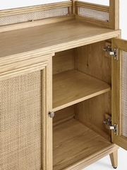 Nina Campbell Oak and Rattan Mason Bookcase Shelving Unit - Image 4 of 4