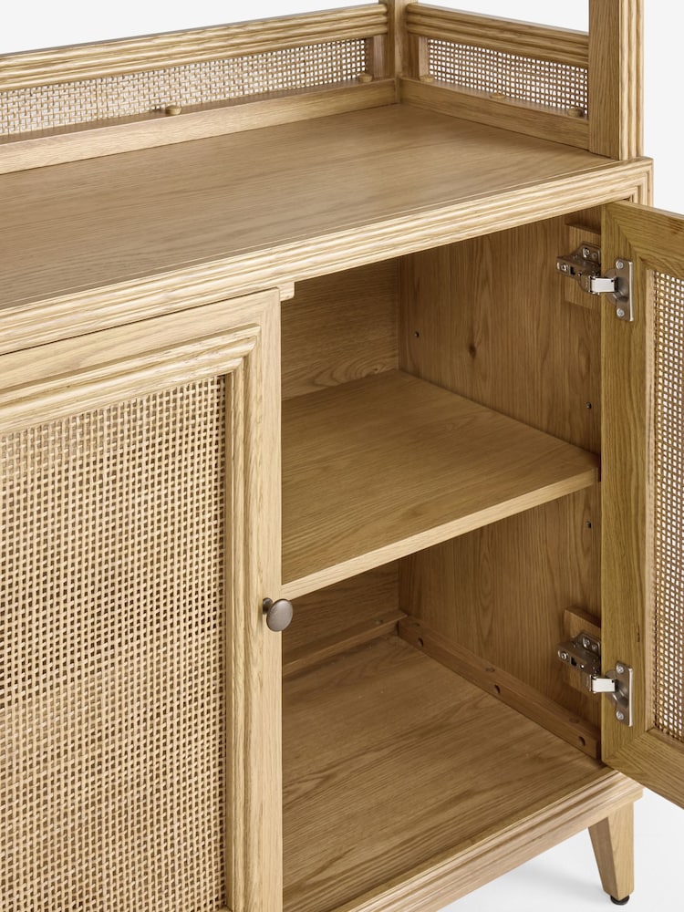Nina Campbell Oak and Rattan Mason Bookcase Shelving Unit - Image 4 of 4 Nina Campbell Oak and Rattan Mason Bookcase Shelving Unit - Image 4 of 4