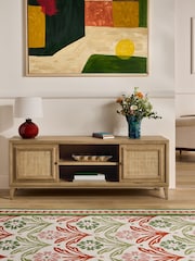 Nina Campbell Oak and Rattan Mason Up to 55 Inch Wide TV Unit - Image 1 of 10