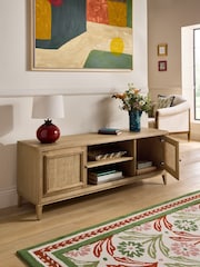 Nina Campbell Oak and Rattan Mason Up to 55 Inch Wide TV Unit - Image 4 of 10