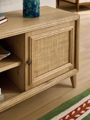 Nina Campbell Oak and Rattan Mason Up to 55 Inch Wide TV Unit - Image 5 of 10