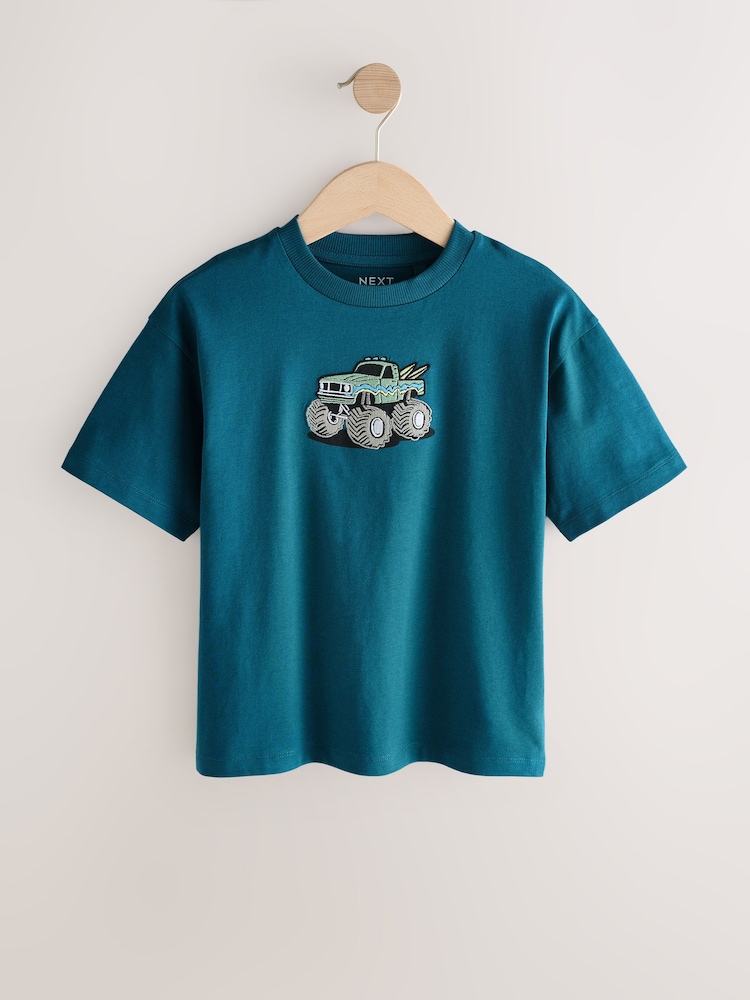 Teal Blue Truck Short Sleeve Graphic T-Shirt (3-16yrs) - Image 1 of 4