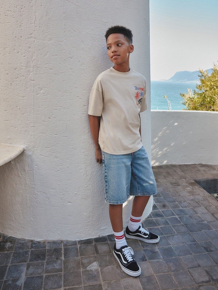 Stone Tropical Embroidery Short Sleeve Graphic T-Shirt (3-16yrs) - Image 2 of 8 Stone Tropical Embroidery Short Sleeve Graphic T-Shirt (3-16yrs) - Image 2 of 8