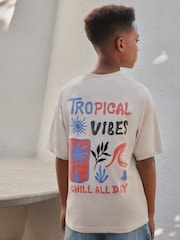 Stone Tropical Embroidery Short Sleeve Graphic T-Shirt (3-16yrs) - Image 3 of 8