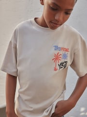 Stone Tropical Embroidery Short Sleeve Graphic T-Shirt (3-16yrs) - Image 4 of 8