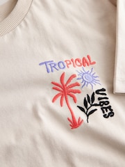 Stone Tropical Embroidery Short Sleeve Graphic T-Shirt (3-16yrs) - Image 8 of 8