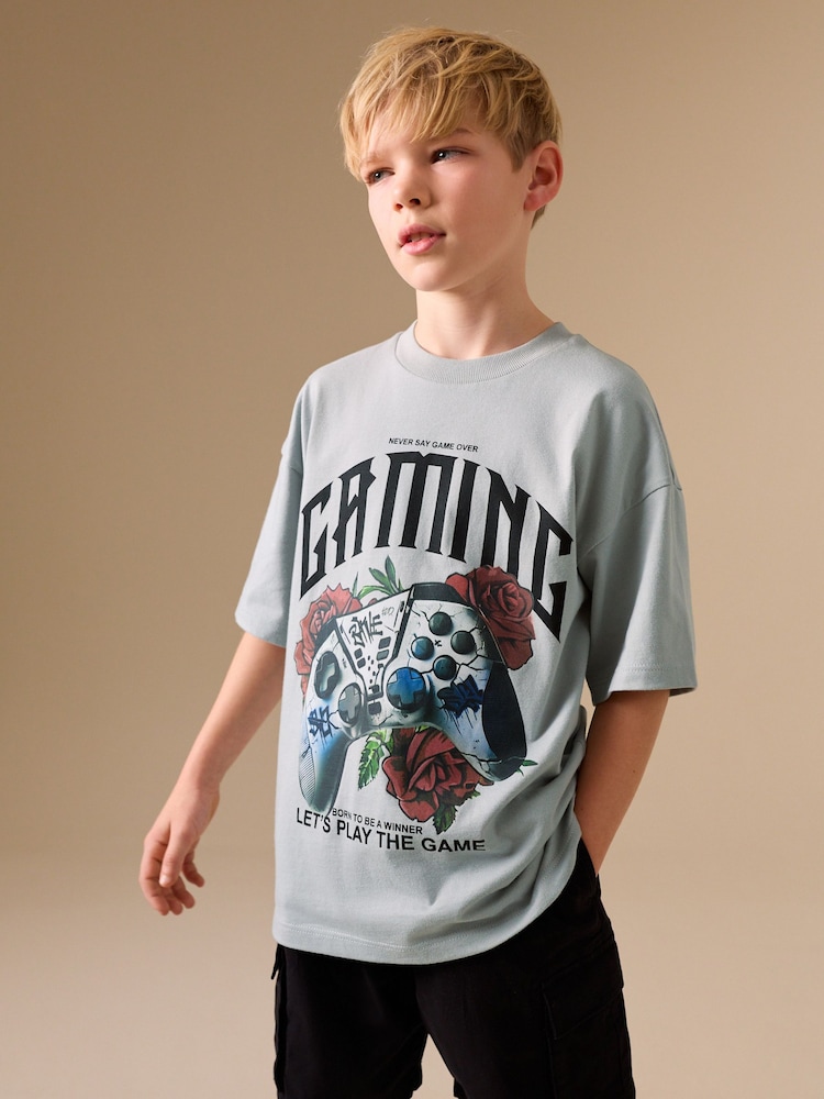 رمادي Gaming - تي شيرت برسمة كم قصير (3 - 16 سنة) - صورة 1 من 7