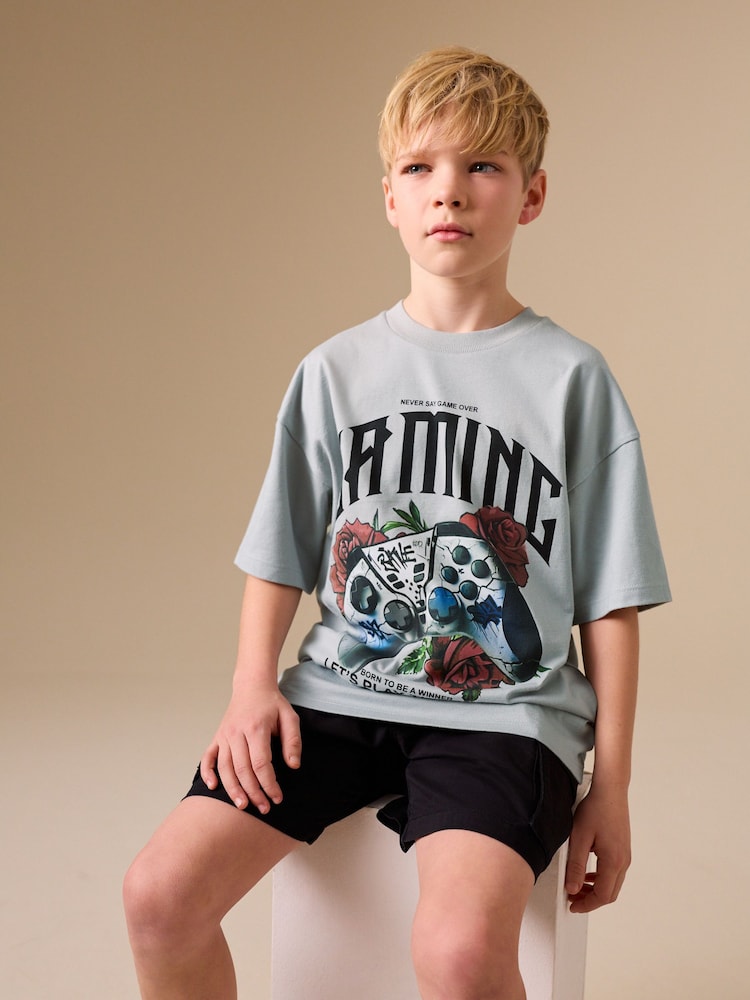 رمادي Gaming - تي شيرت برسمة كم قصير (3 - 16 سنة) - صورة 2 من 7