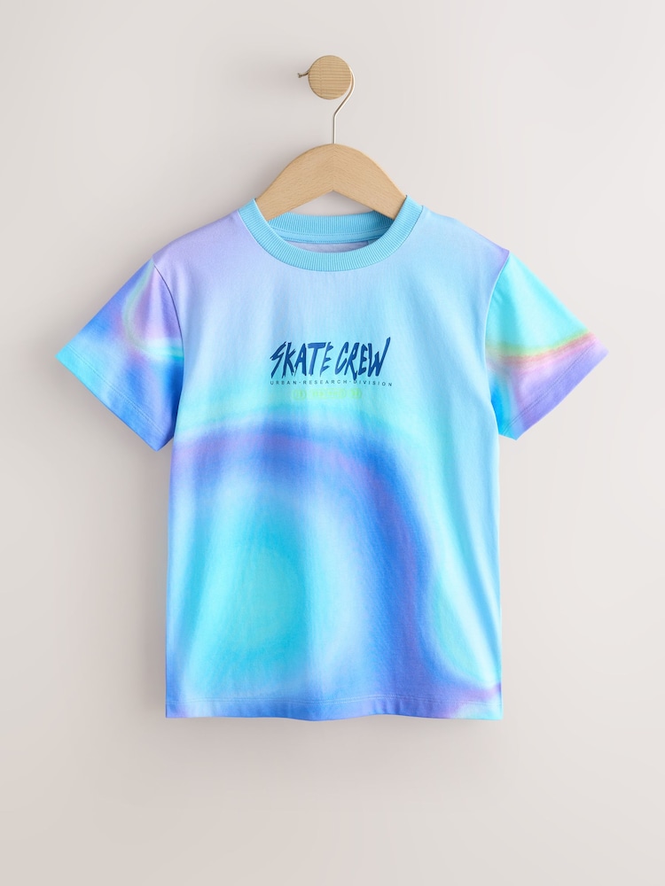 紫色/藍色 - 常規短袖全印花 T 卹（ 3 - 16歲） - 圖片 1，共 4