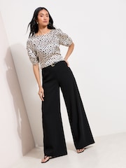 Friends Like These Mono Spot Short Puff Sleeve Round Neck Blouse - Image 4 of 4