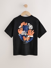 Black Back Print Short Sleeve Graphic T-Shirt (3-16yrs) - Image 2 of 4