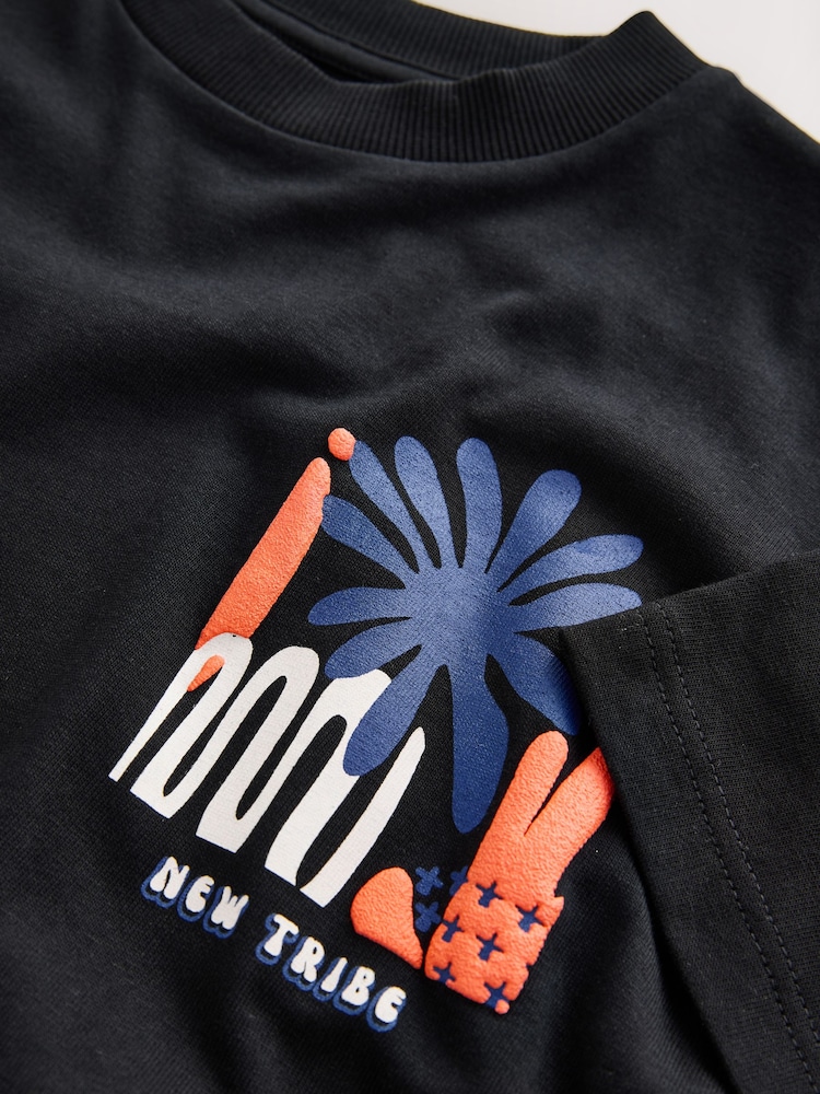 Black Back Print Short Sleeve Graphic T-Shirt (3-16yrs) - Image 4 of 4