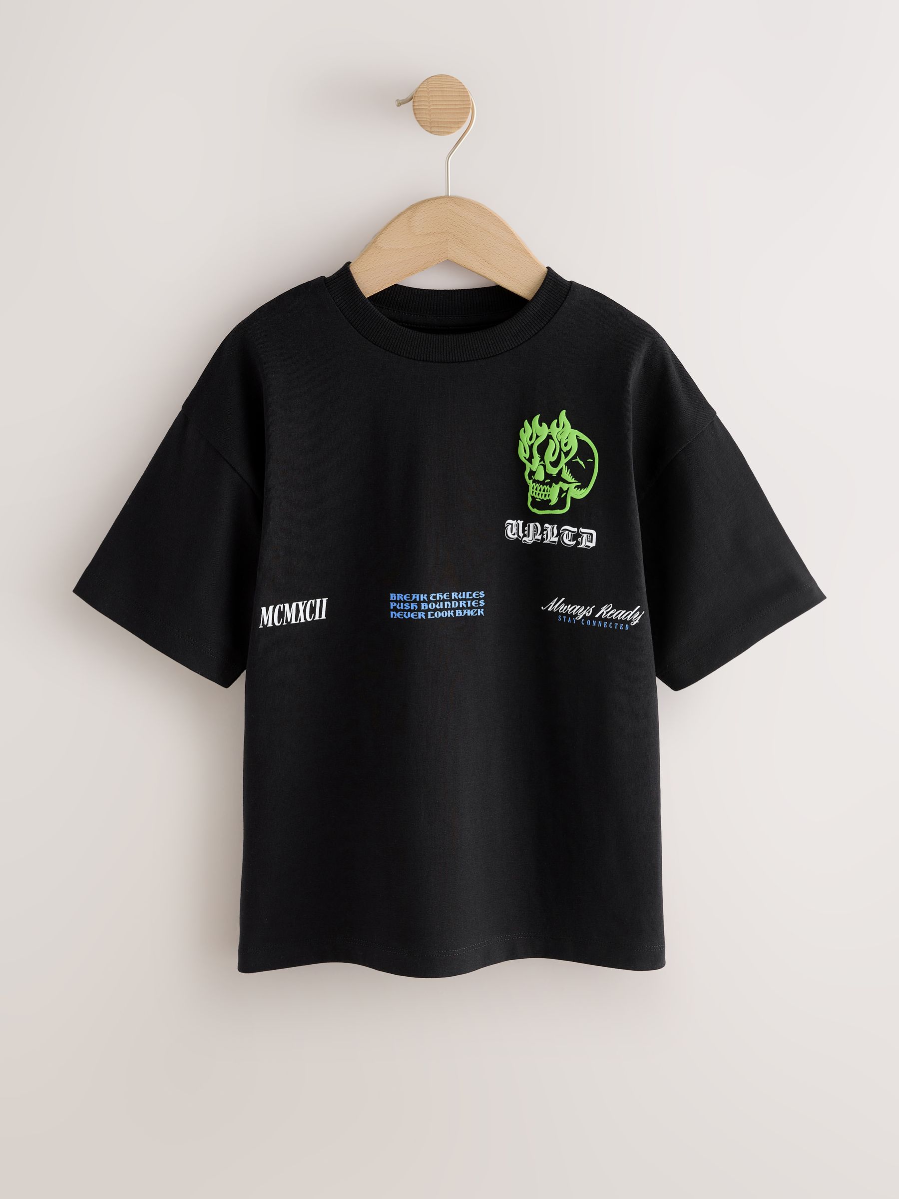 Buy Black Skull Back Print Short Sleeve Graphic T-Shirt (3-16yrs