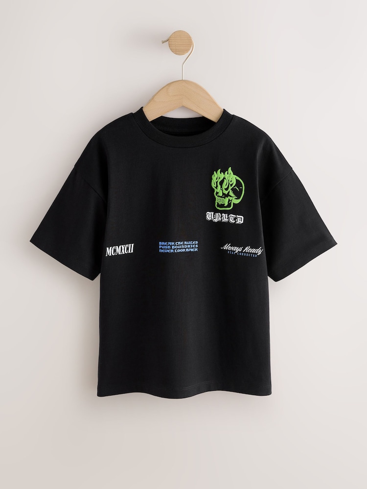 Black Skull Back Print Short Sleeve Graphic T-Shirt (3-16yrs) - Image 1 of 4 Black Skull Back Print Short Sleeve Graphic T-Shirt (3-16yrs) - Image 1 of 4