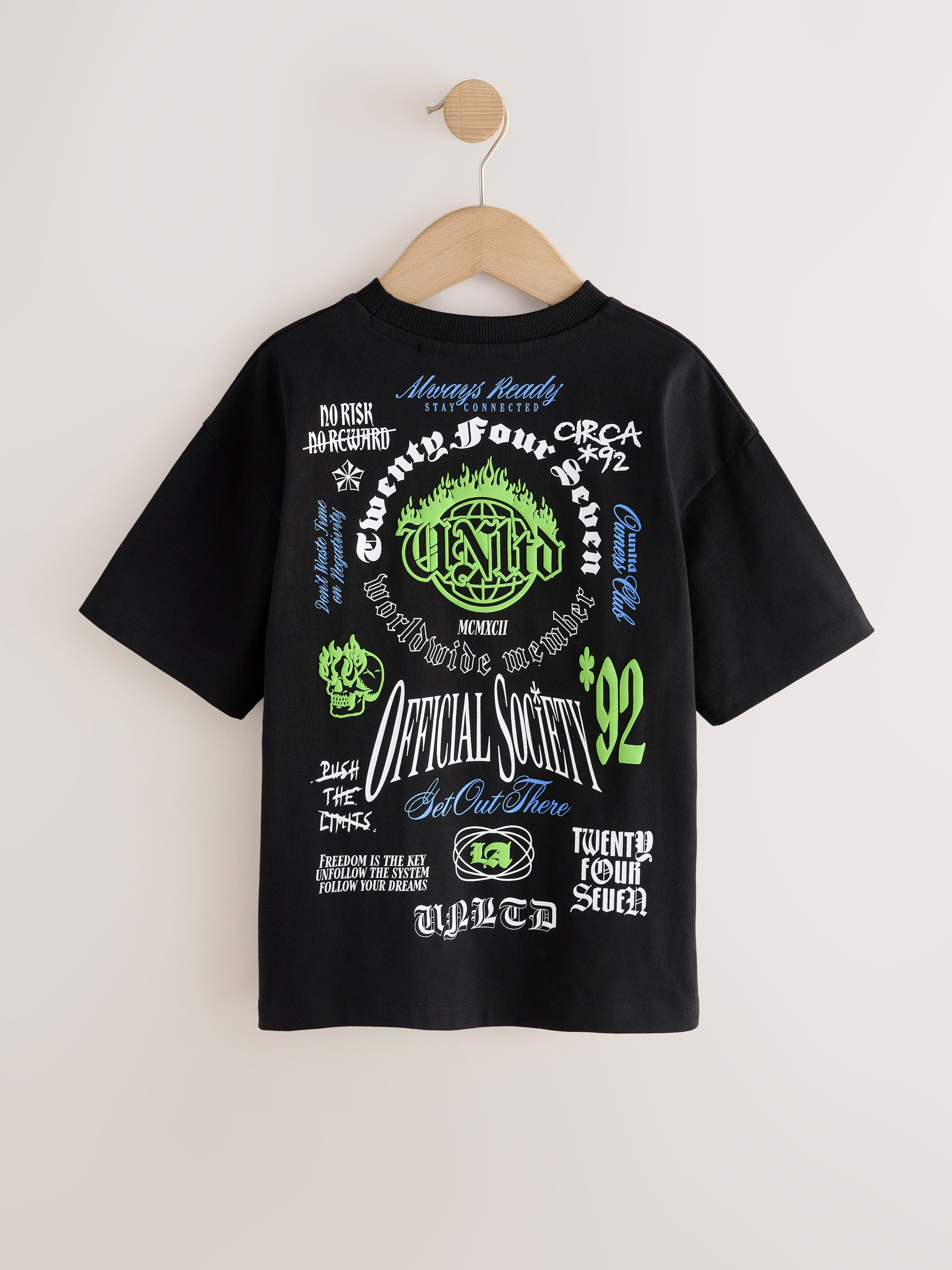 Buy Black Skull Back Print Short Sleeve Graphic T-Shirt (3-16yrs
