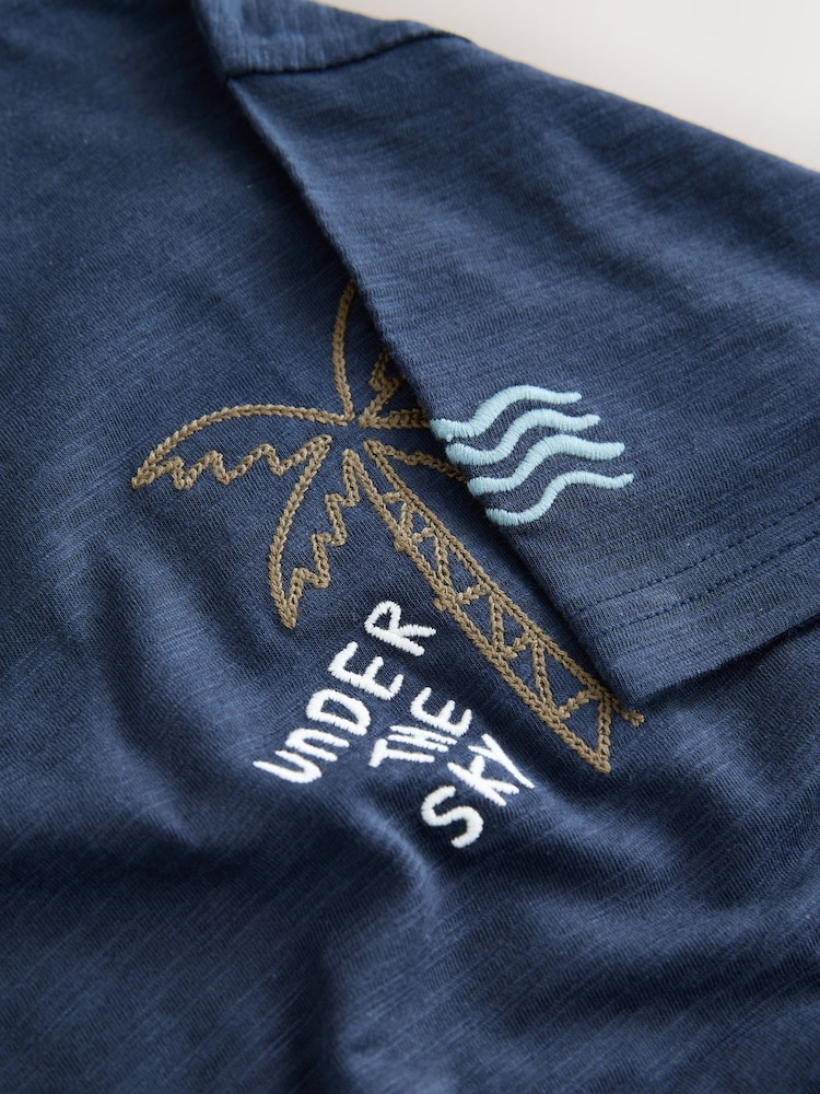 Navy Blue Textured Short Sleeve T-Shirt (3-16yrs) - Image 4 of 4