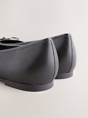 Black Standard Fit Forever Comfort® Round Toe Leather Ballerina Shoes - Image 4 of 5