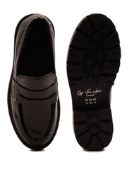 Off The Hook Black Scarlett Shine Chunky Leather Slip On Loafers - Image 6 of 6