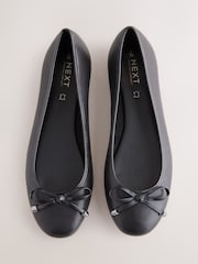 Black Wide Fit Forever Comfort® Round Toe Leather Ballerina Shoes - Image 1 of 5