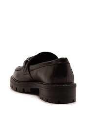Off The Hook Black Lara Leather Metallic Detail Chunky Sole Loafers - Image 3 of 6