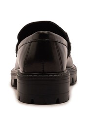 Off The Hook Black Lara Leather Metallic Detail Chunky Sole Loafers - Image 5 of 6