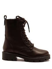 Castanho - Off The Hook Nala Chunky Leather Lace-Up Combat Ankle Boots - Imagem 2 de 6
