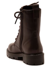 Castanho - Off The Hook Nala Chunky Leather Lace-Up Combat Ankle Boots - Imagem 3 de 6