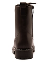 Castanho - Off The Hook Nala Chunky Leather Lace-Up Combat Ankle Boots - Imagem 5 de 6