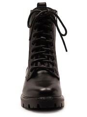 Preto - Off The Hook Nala Chunky Leather Lace-Up Combat Ankle Boots - Imagem 4 de 6