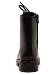 Preto - Off The Hook Nala Chunky Leather Lace-Up Combat Ankle Boots - Imagem 5 de 6