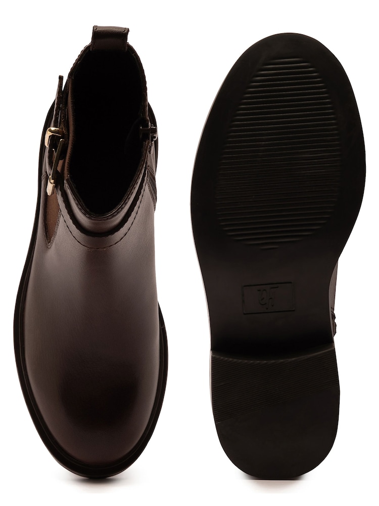 Off The Hook Brown Tiana Leather Chelsea Buckle Ankle Boots - Image 6 of 6 Off The Hook Brown Tiana Leather Chelsea Buckle Ankle Boots - Image 6 of 6