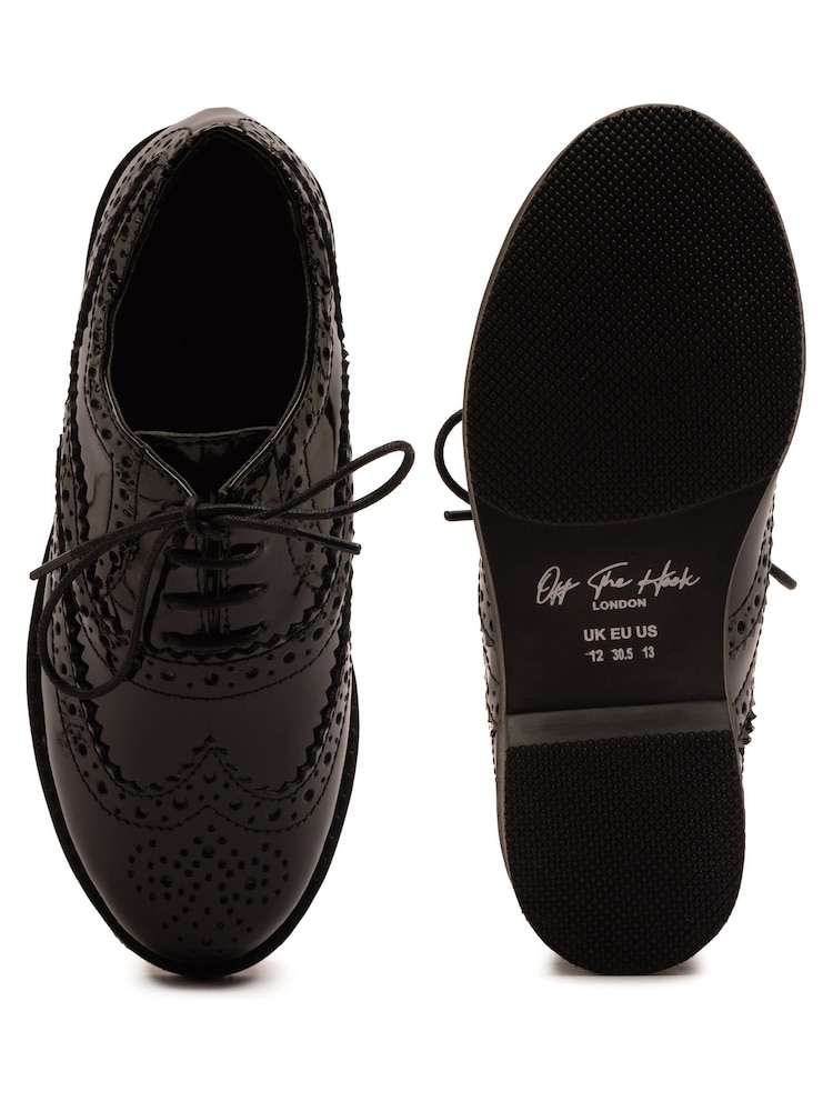 Off The Hook Black Beatrix Patent Brogue Leather Lace-Up School Shoes - Image 6 of 6 Off The Hook Black Beatrix Patent Brogue Leather Lace-Up School Shoes - Image 6 of 6