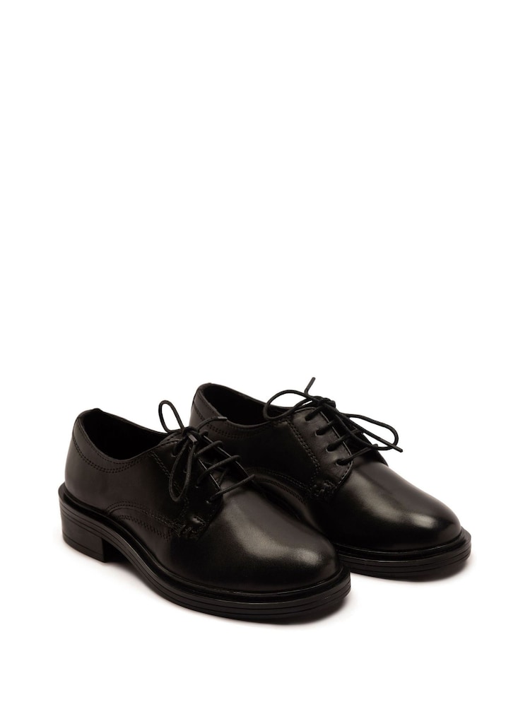 Off The Hook Black Mia Leather Formal Lace-Up School Shoes - Image 2 of 6
