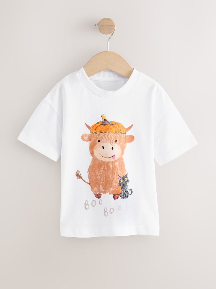 White Hamish Halloween Long Sleeve Graphic Print T-Shirt (3mths-7yrs) - Image 1 of 4 White Hamish Halloween Long Sleeve Graphic Print T-Shirt (3mths-7yrs) - Image 1 of 4