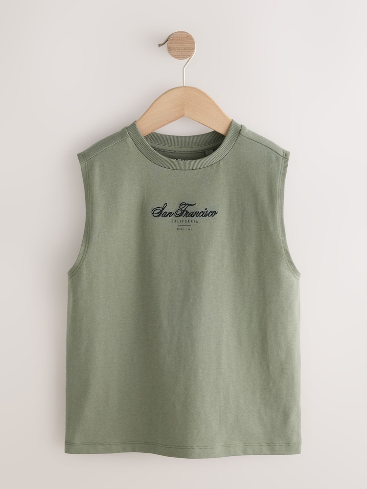 Light Grey/Brown/Charcoal/Khaki - Tank Vest 4 Pack (3-16yrs) - 9의 이미지 2