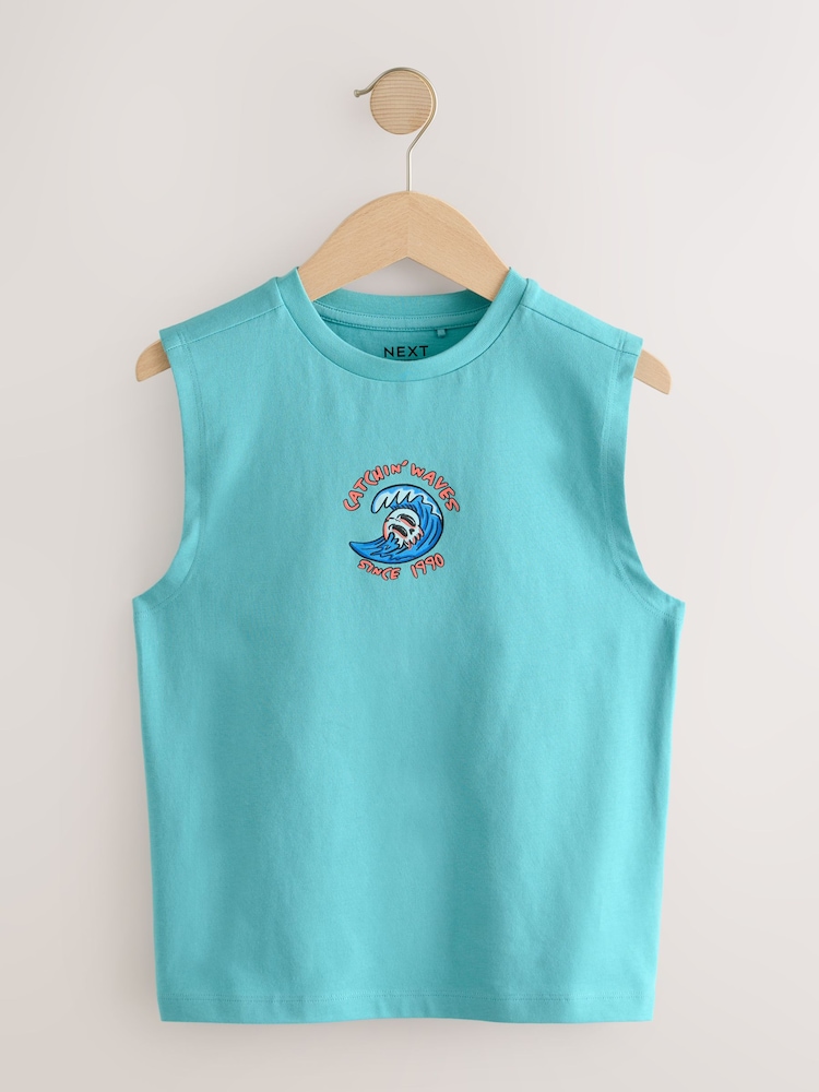 Peach/Blue/Green/Orange Tank Vest 4 Pack (3-16yrs) - Image 2 of 8