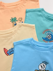 Peach/Blue/Green/Orange Tank Vest 4 Pack (3-16yrs) - Image 7 of 8