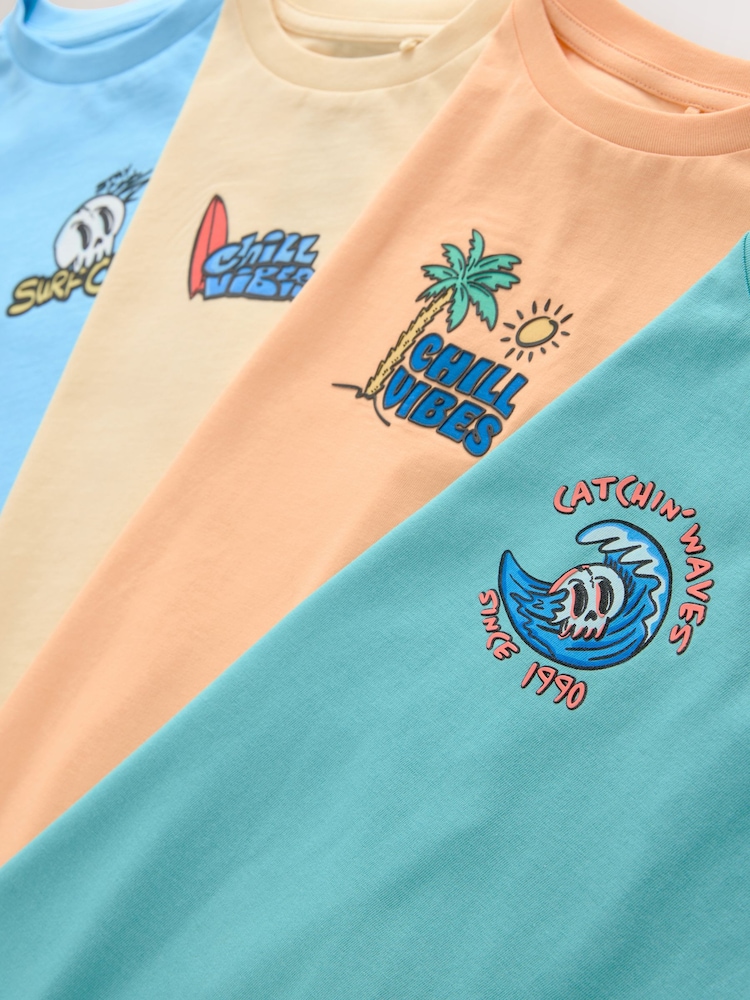 Peach/Blue/Green/Orange Tank Vest 4 Pack (3-16yrs) - Image 8 of 8