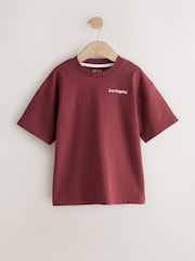 Berry/Ecru/Navy Stripe - حزمة من 3 قطع تيشرت بكُم قصير بتلبيس مريح مزيَّن بطبعة جرافيك (3-16سنوات) - صورة 5 من 7