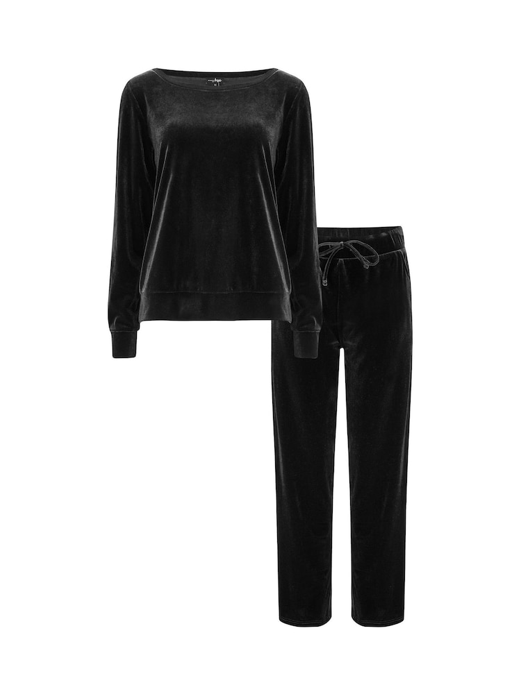 Pour Moi Black Velour Lounge Pyjamas Set - Image 6 of 6 Pour Moi Black Velour Lounge Pyjamas Set - Image 6 of 6