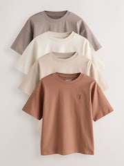 Rust Brown/Cream/Neutral Relaxed Fit Short Sleeve T-Shirts 4 Pack (3-16yrs) - Image 1 of 8