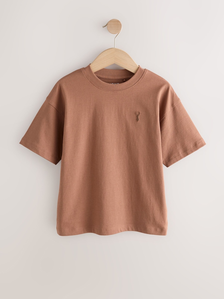 Rust Brown/Cream/Neutral Relaxed Fit Short Sleeve T-Shirts 4 Pack (3-16yrs) - Image 2 of 8