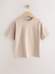 Rust Brown/Cream/Neutral Relaxed Fit Short Sleeve T-Shirts 4 Pack (3-16yrs) - Image 4 of 8