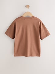 Rust Brown/Cream/Neutral Relaxed Fit Short Sleeve T-Shirts 4 Pack (3-16yrs) - Image 6 of 8
